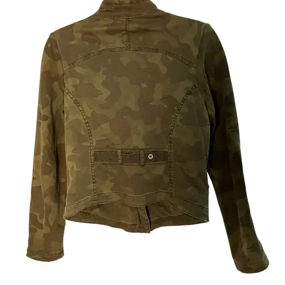 ANTHROPOLOGY MARRAKECH Camo Faravel Moto Utility Short Jacket Size Small - Picture 3 of 8